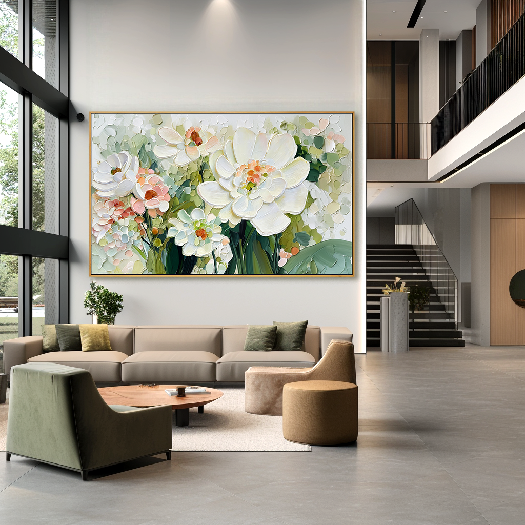 Blooming Serenity – Textured Floral Oil Painting