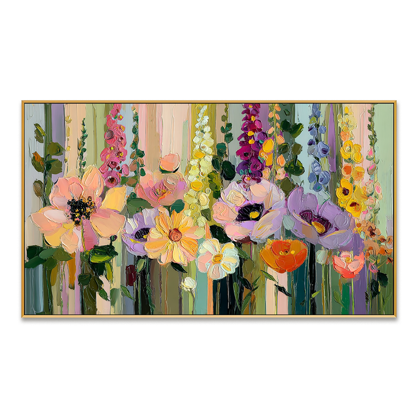 Soft Floral Dream – Hand-Painted Textured Flower Canvas Art