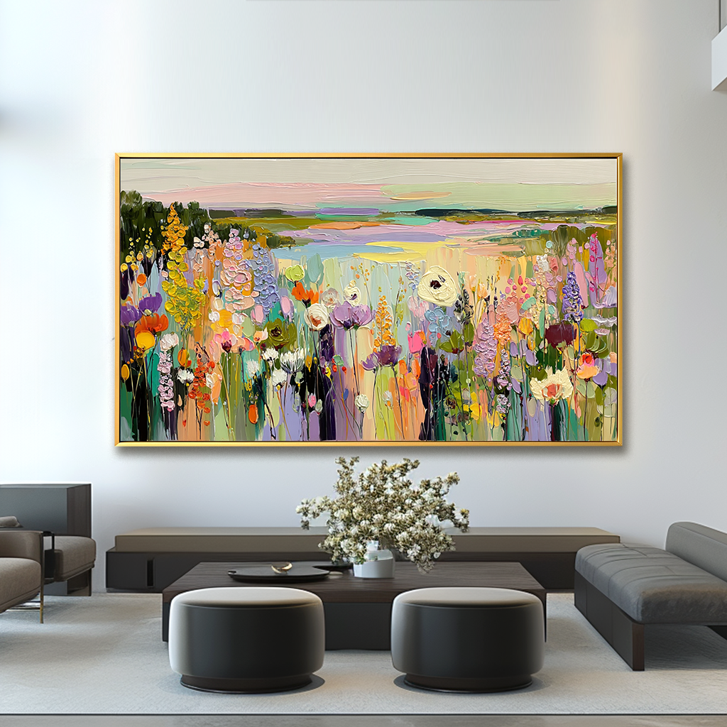 Vibrant Floral Garden – Textured Hand-Painted Flower Art on Canvas