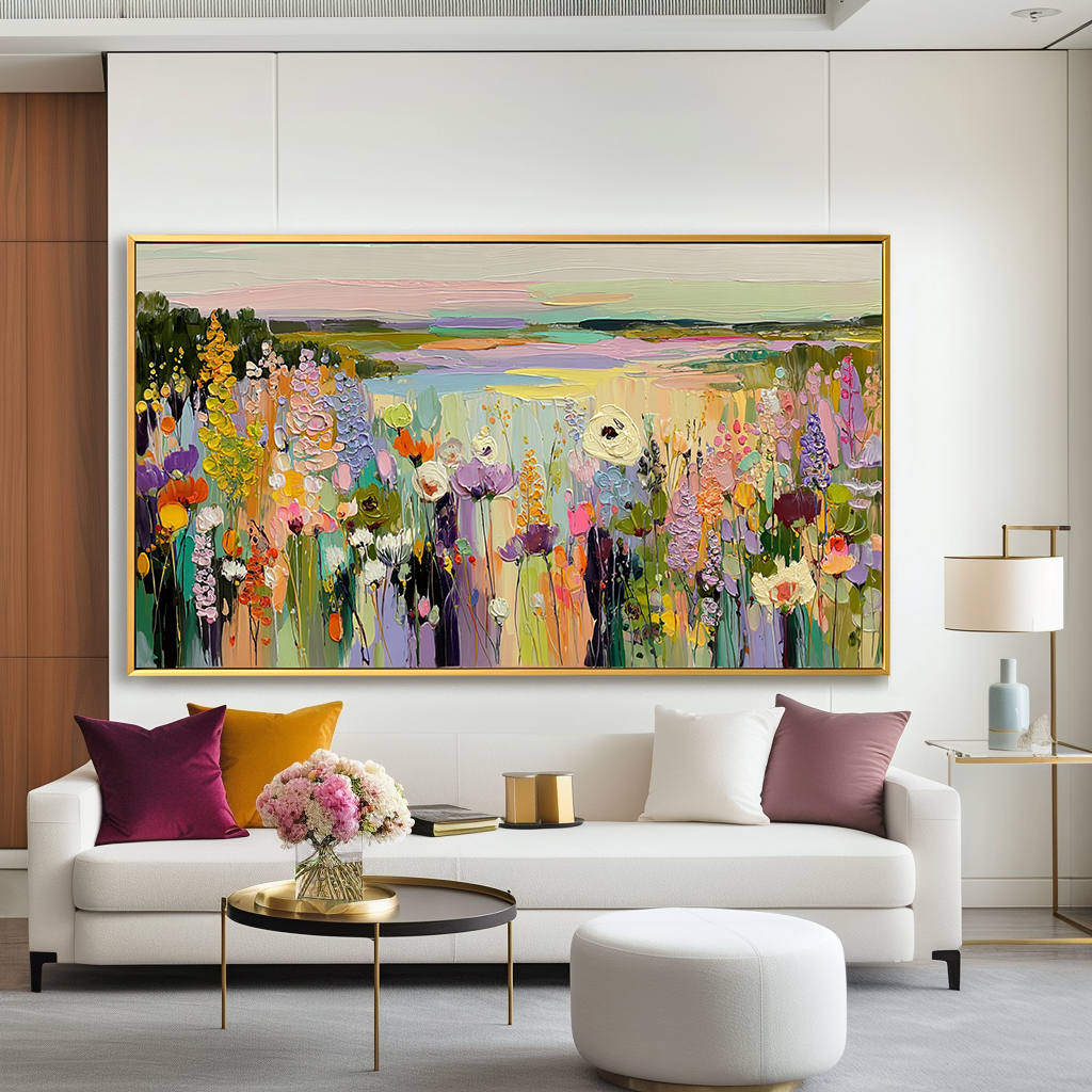 Vibrant Floral Garden – Textured Hand-Painted Flower Art on Canvas