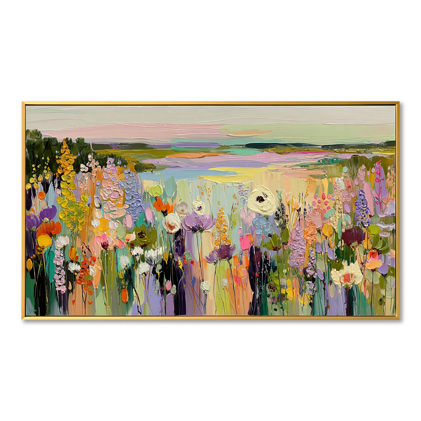 Vibrant Floral Garden – Textured Hand-Painted Flower Art on Canvas