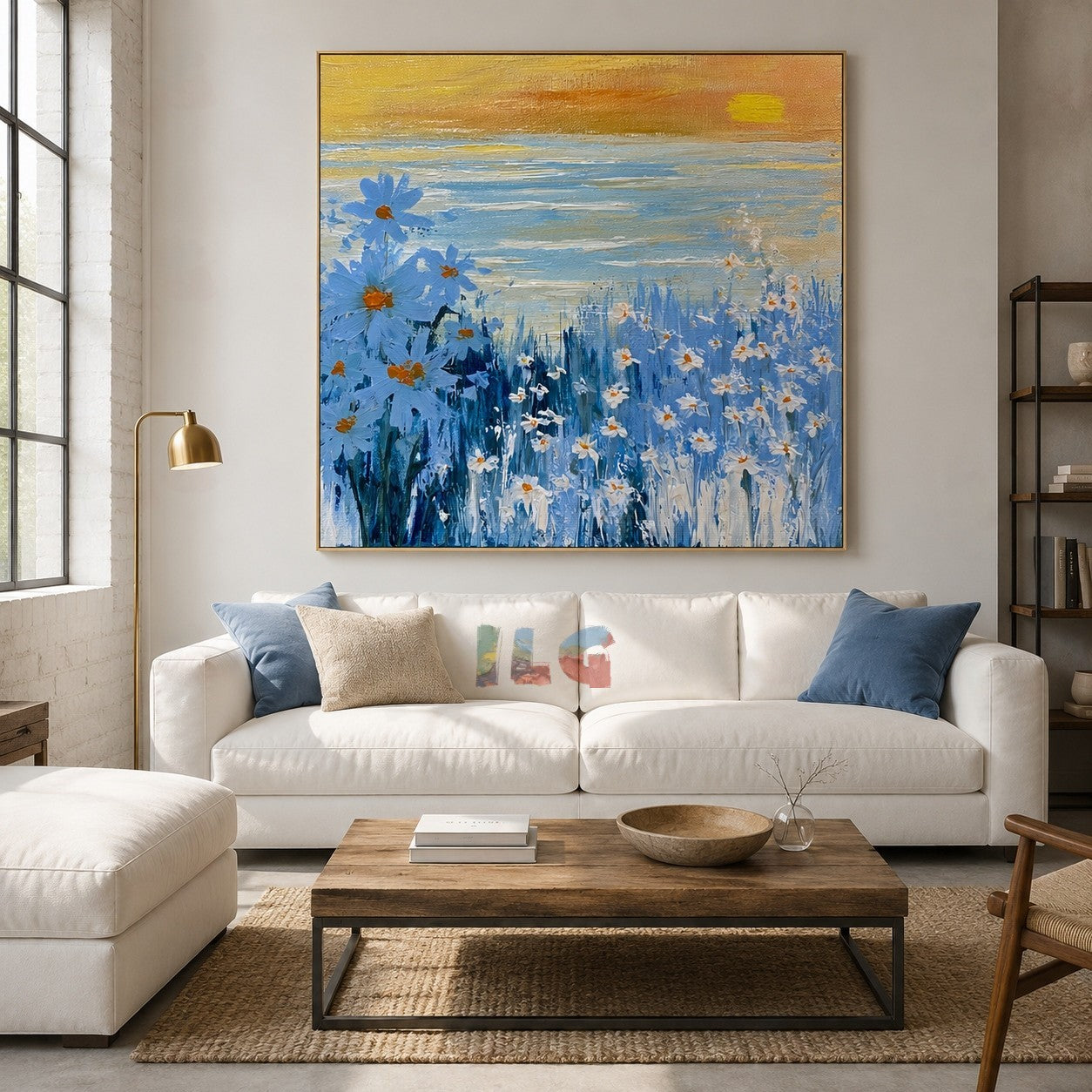Blue Meadow Morning – Floral Landscape Wall Art