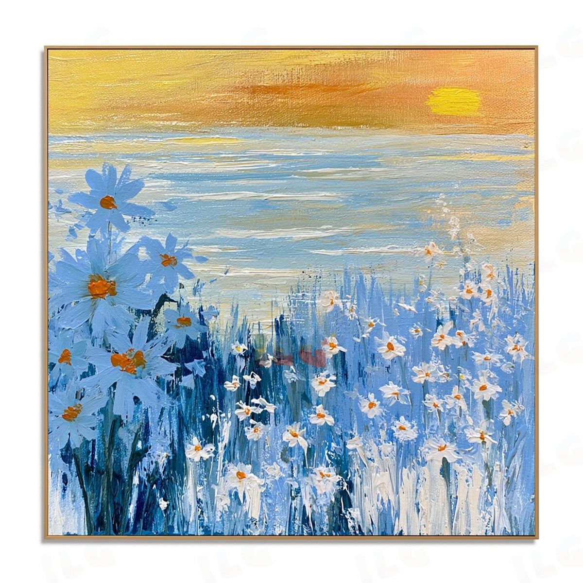Blue Meadow Morning – Floral Landscape Wall Art