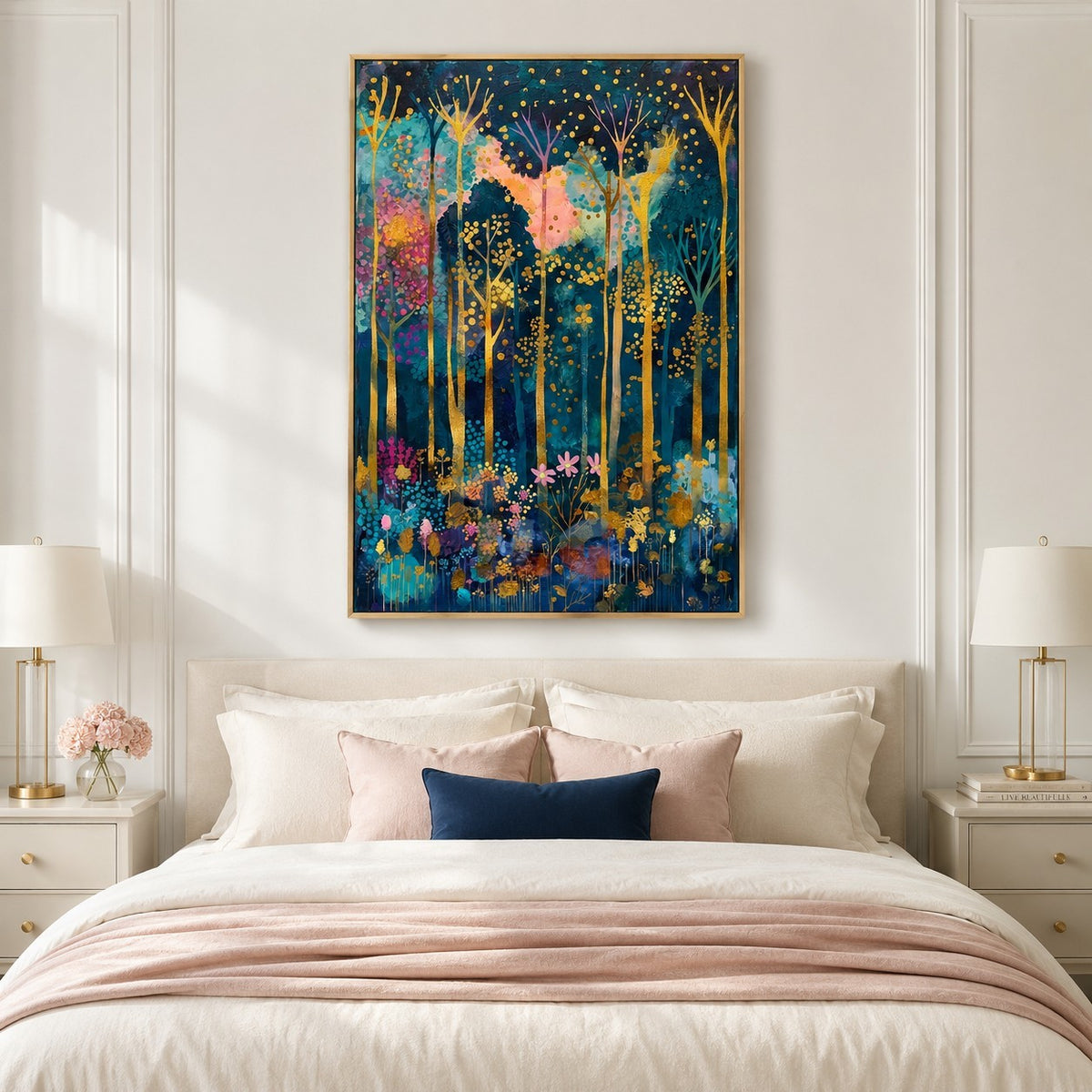 Enchanted Gilded Forest – Colorful Botanical Wall Art