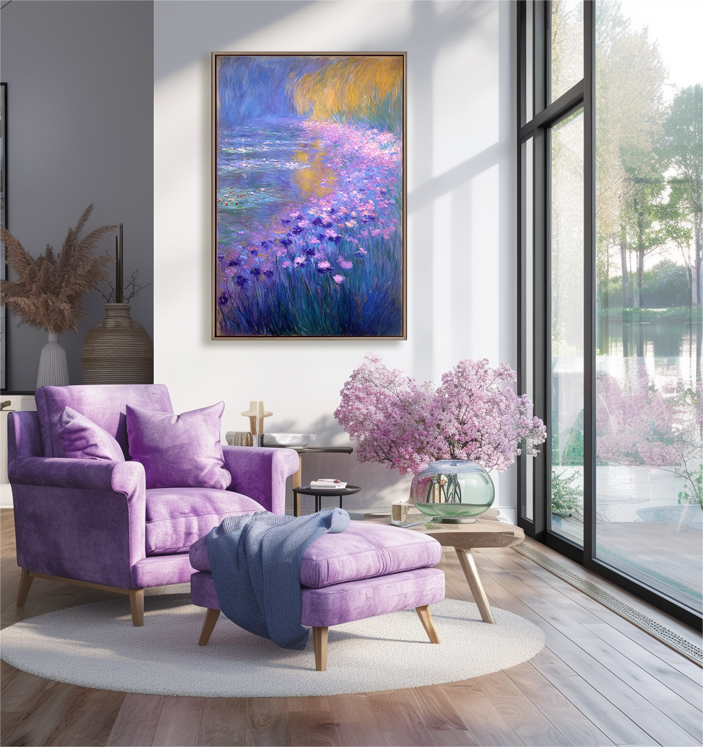 Eternal Blossoms – Large Impressionist Water Lily Garden Oil Painting on Canvas