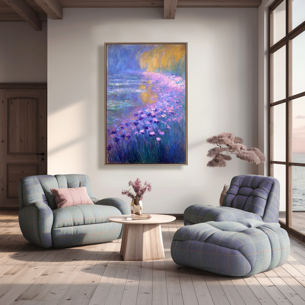 Eternal Blossoms – Large Impressionist Water Lily Garden Oil Painting on Canvas