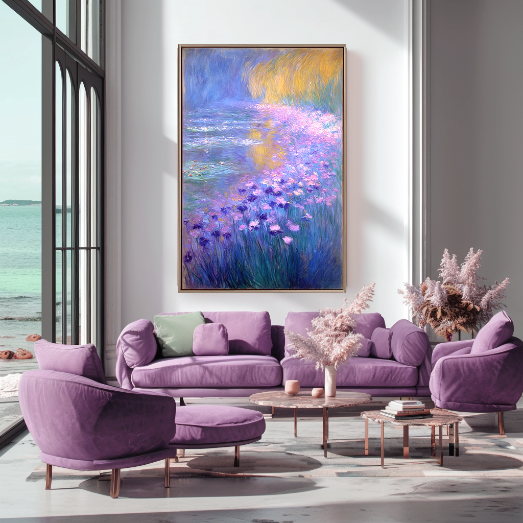 Eternal Blossoms – Large Impressionist Water Lily Garden Oil Painting on Canvas