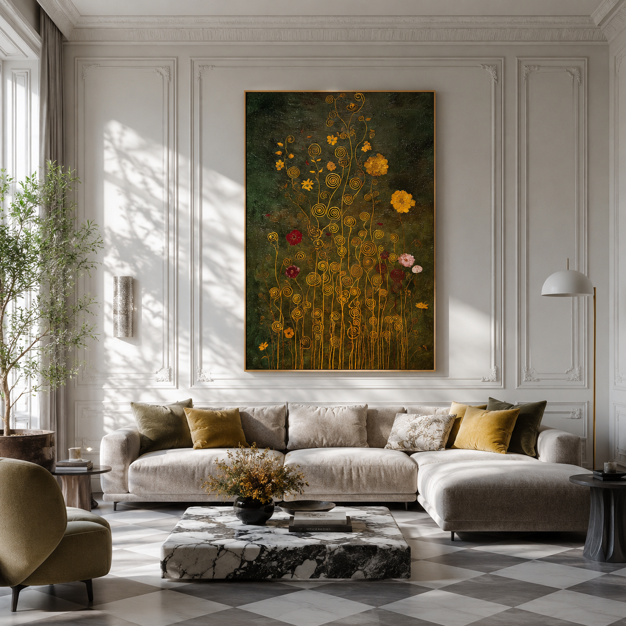 Golden Meadow Whispers – Textured Floral Canvas Wall Art