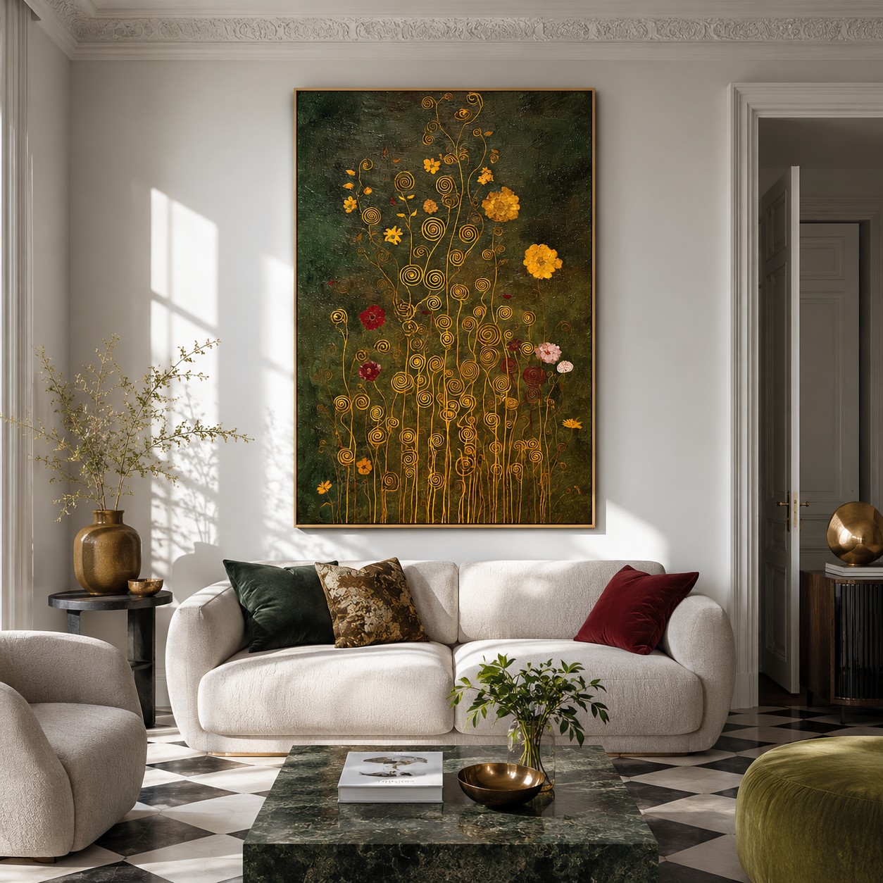 Golden Meadow Whispers – Textured Floral Canvas Wall Art