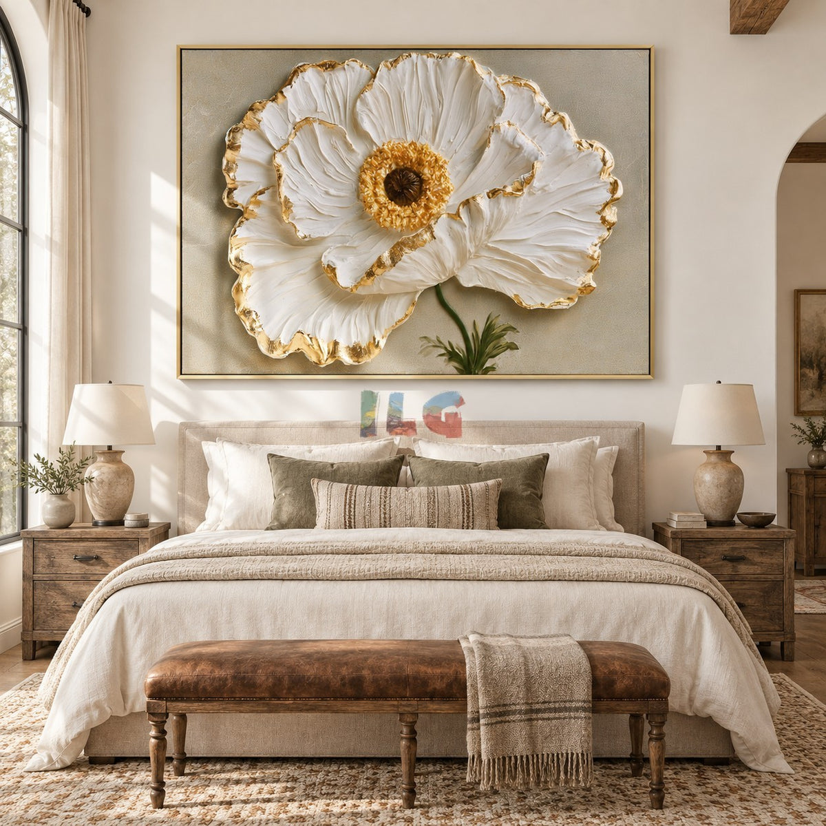 Golden Petal Elegance – Luxury Floral Textured Wall Art