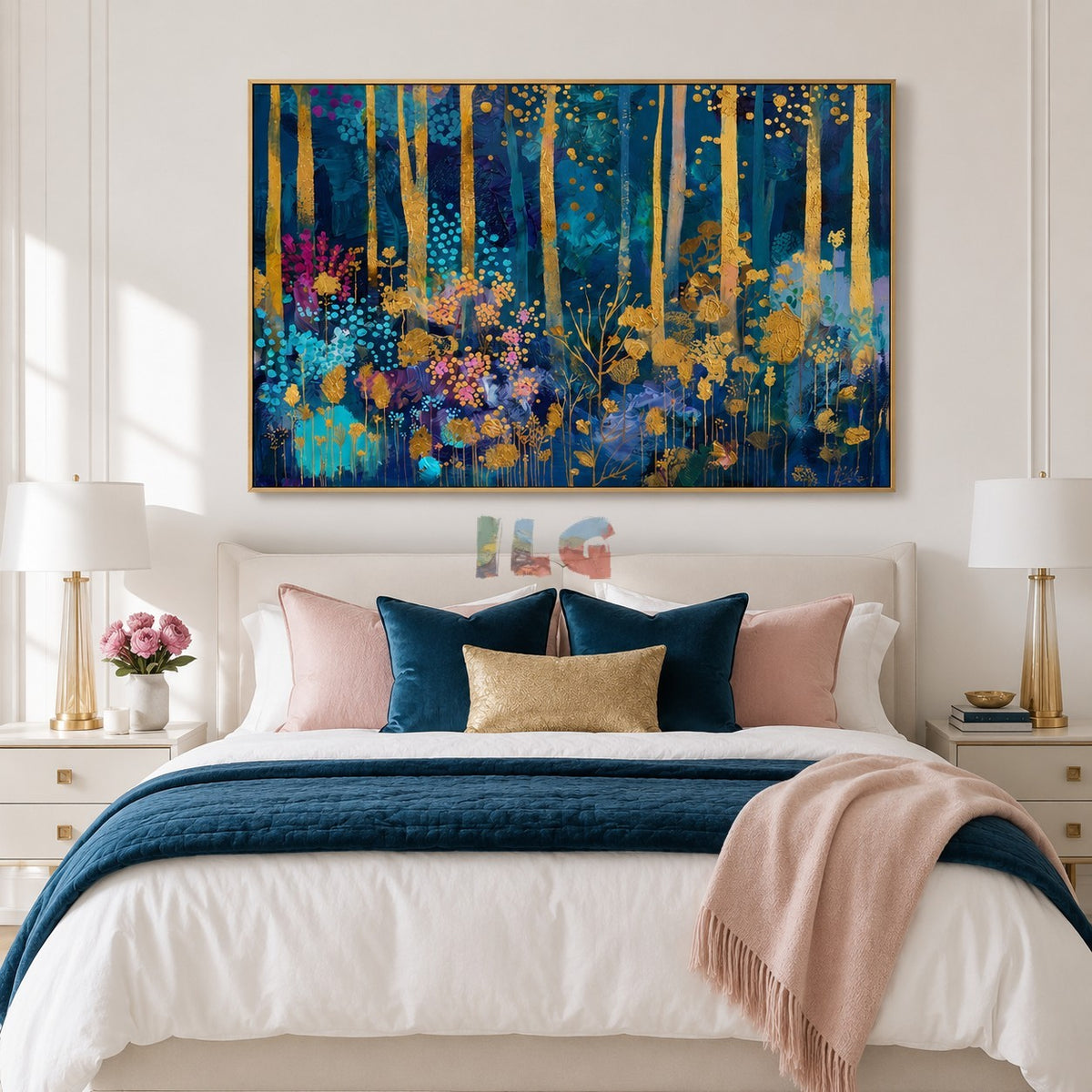 Midnight Gilded Grove – Colorful Botanical Wall Art