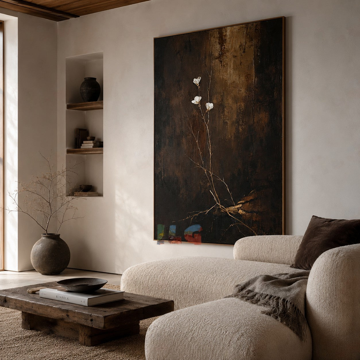 Nocturne Bloom – Botanical Textured Wall Art
