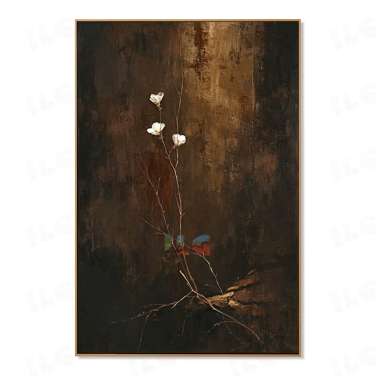 Nocturne Bloom – Botanical Textured Wall Art