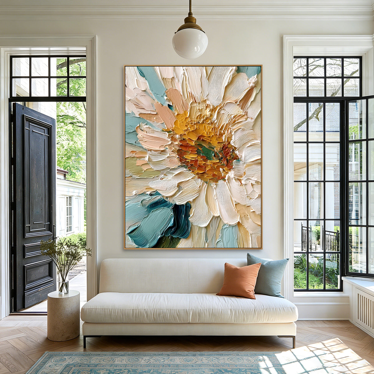 Ocean Bloom Reverie – Textured Floral Wall Art