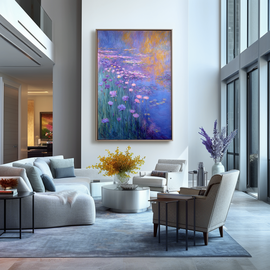 Serenade of Lilies – Large Impressionist Water Lily Floral Oil Painting on Canvas