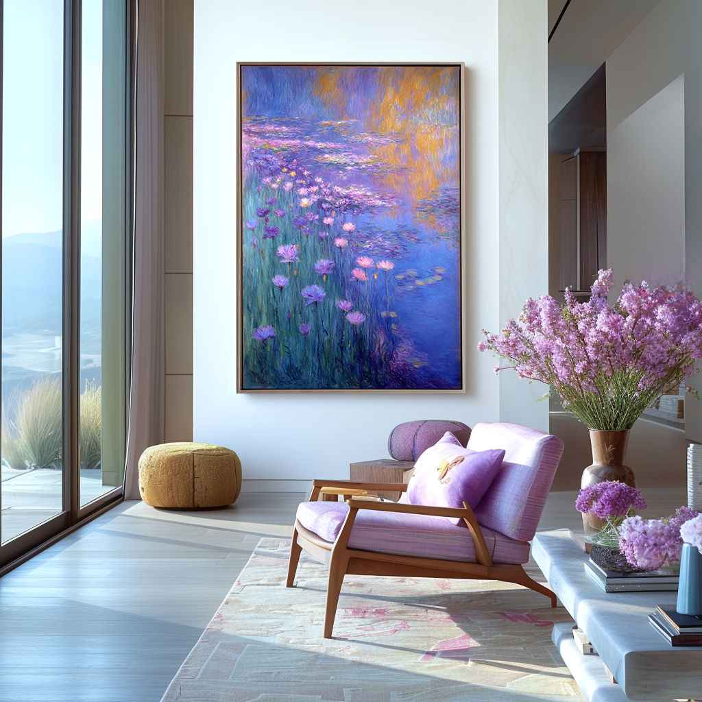 Serenade of Lilies – Large Impressionist Water Lily Floral Oil Painting on Canvas