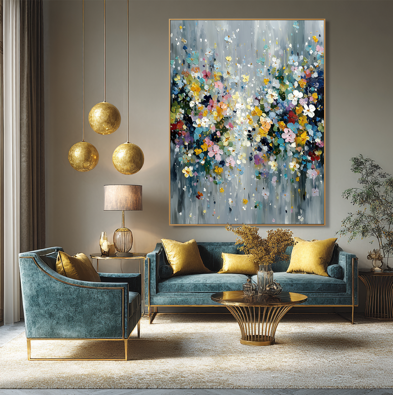 Silver Bloom - Textured Floral Abstract Oil Painting