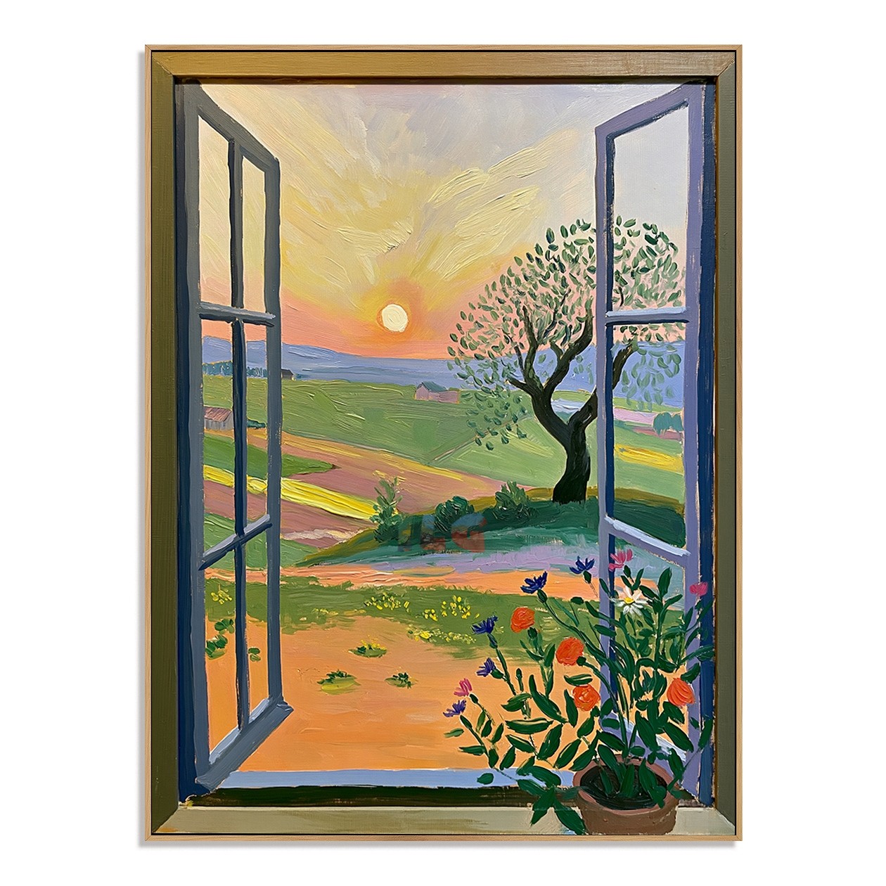 Sunset Window Meadow – Landscape Wall Art