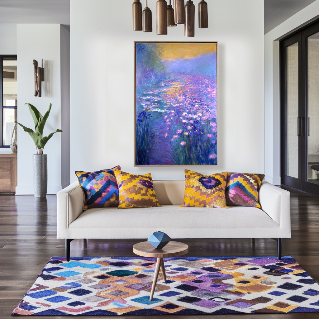 Twilight Harmony – Large Impressionist Water Lily Garden Oil Painting on Canvas