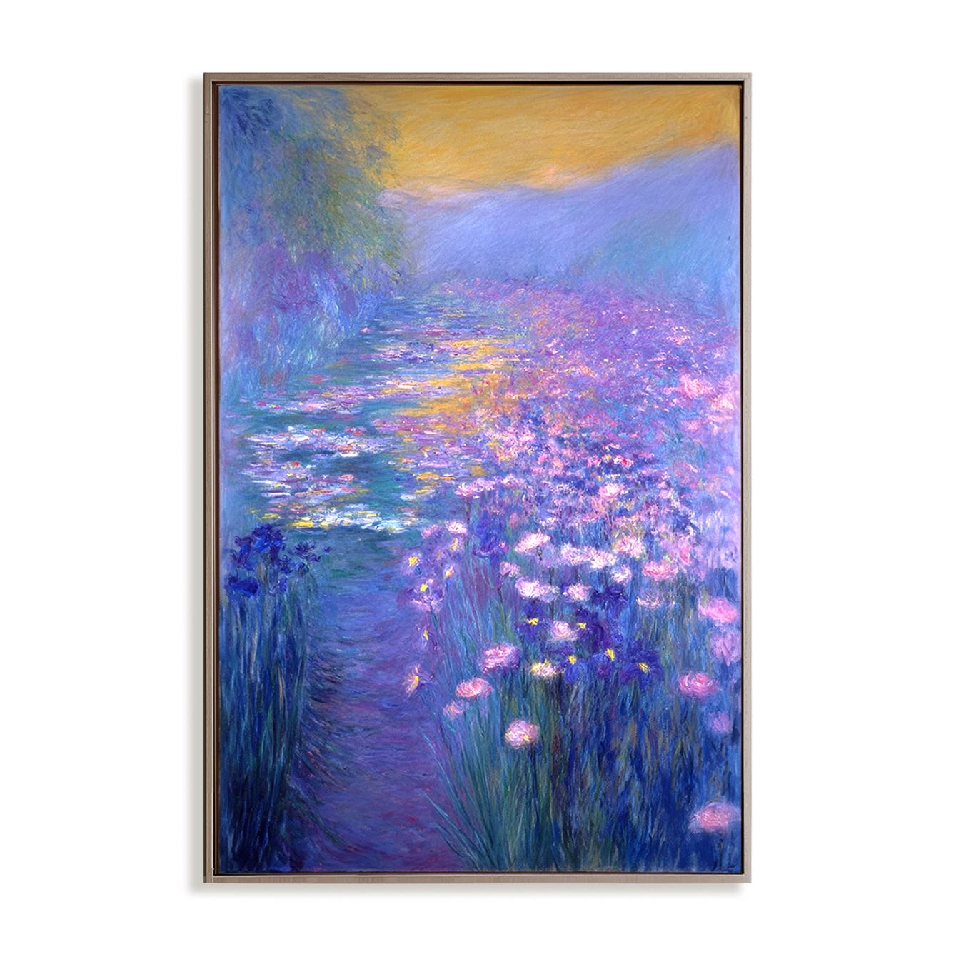 Twilight Harmony – Large Impressionist Water Lily Garden Oil Painting on Canvas