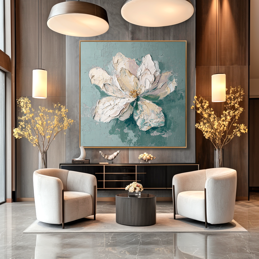Soft Bloom Study – Hand-Painted Floral Wall Art with Textured Oil Brushwork for Modern Home Decor
