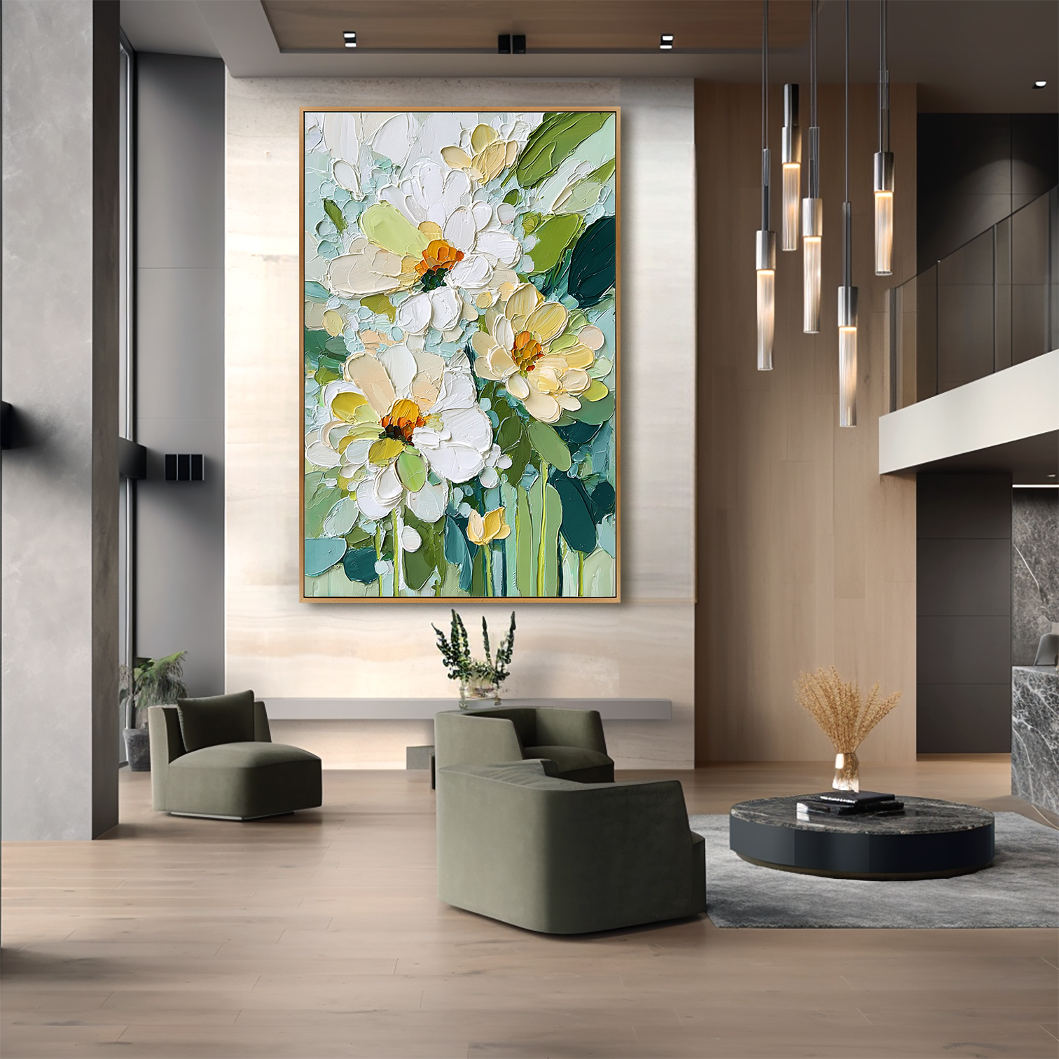 Morning Daisy Bloom – Textured Floral Oil Painting