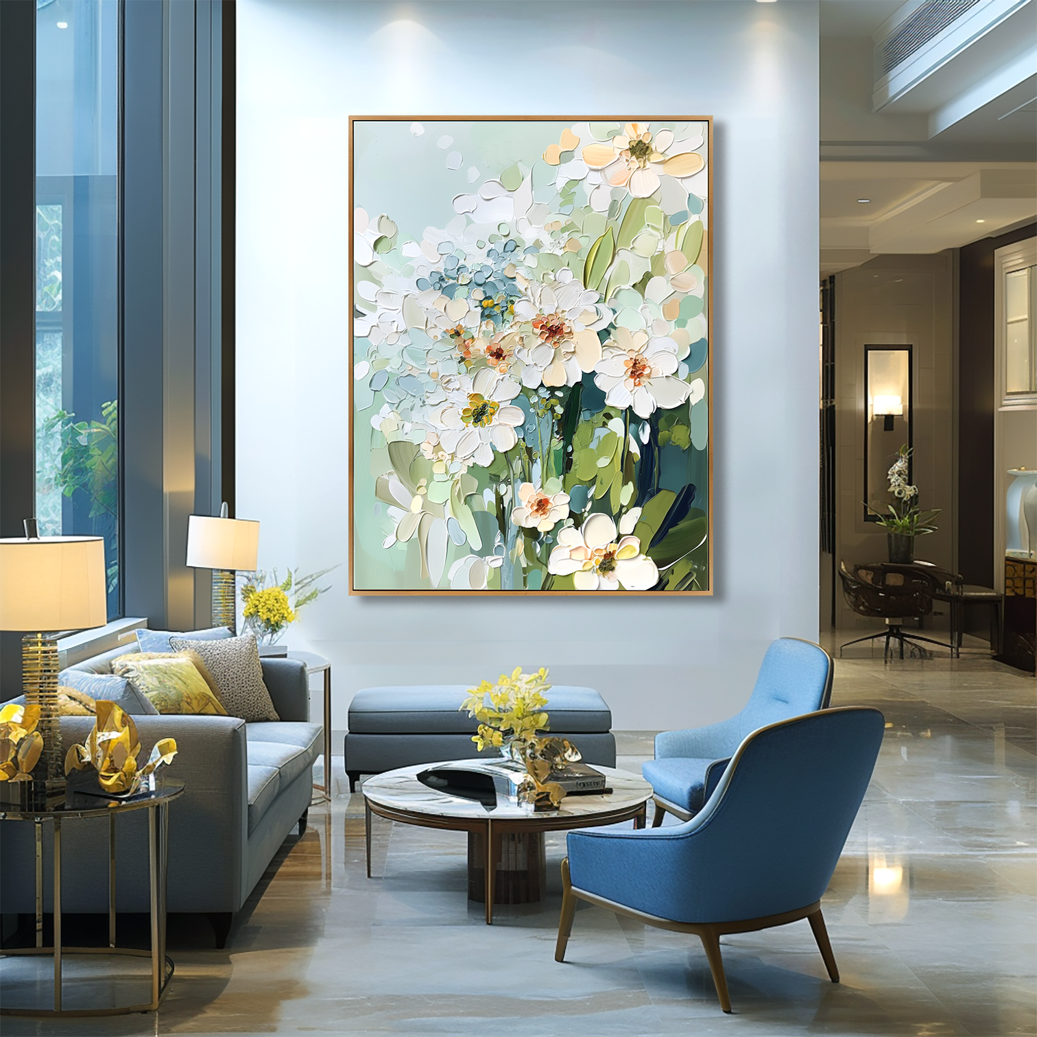 Celestial Petals – Textured Floral Oil Painting