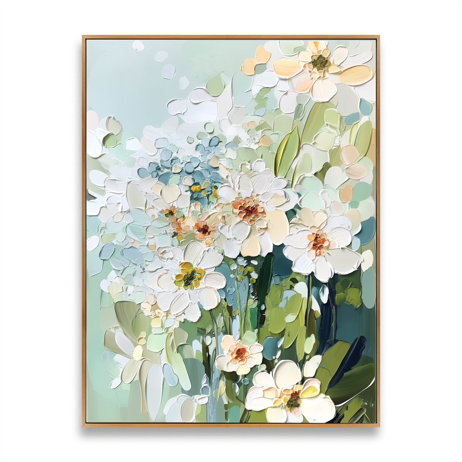 Celestial Petals – Textured Floral Oil Painting