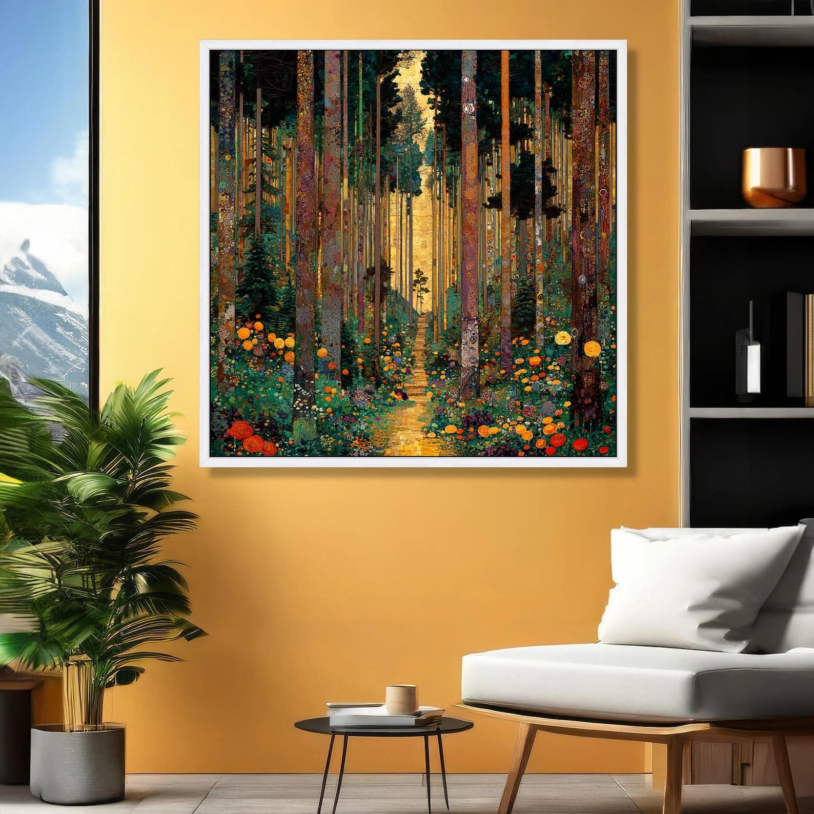 Whispering Grove – Hand-Painted 3D Textured Forest & Floral Canvas