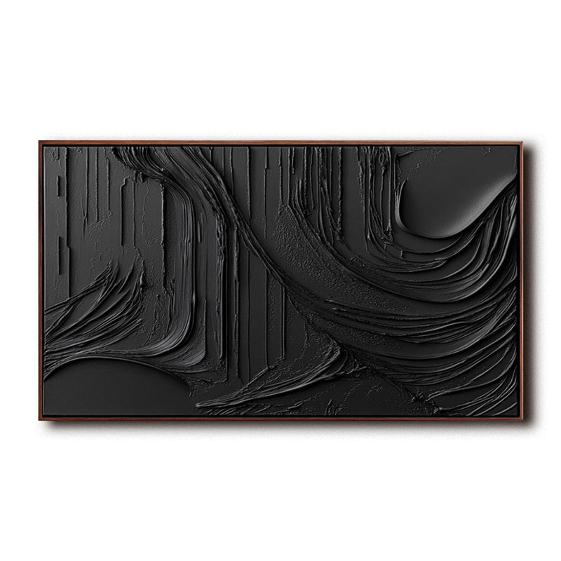 Impasto Style Black Abstract Wall Art - Stylish Accent for Contemporary Homes