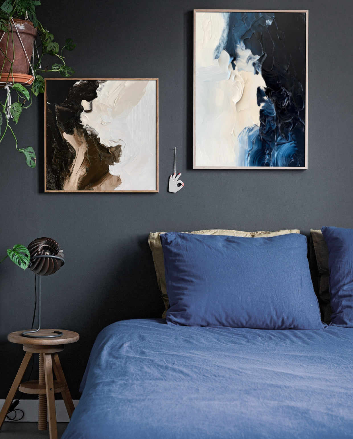 Earthbound Essence: Abstract Impasto Wall Art in Black, White & Brown - Modern Home Decor