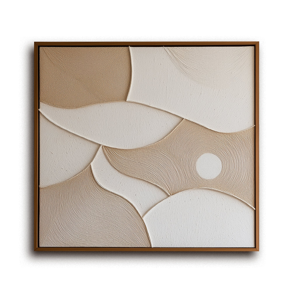 Serene Tides-Neutral Tones Textured Abstract Geometric Wall Art, Modern Minimalist Home Decor for Living Room & Bedroom
