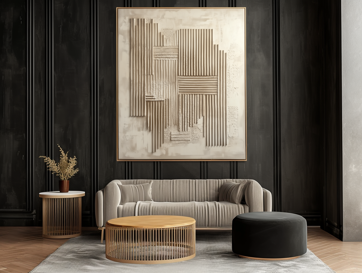 Linear Rhythm -Abstract Geometric Line Wall Art, Neutral Tones Modern Decor for Home