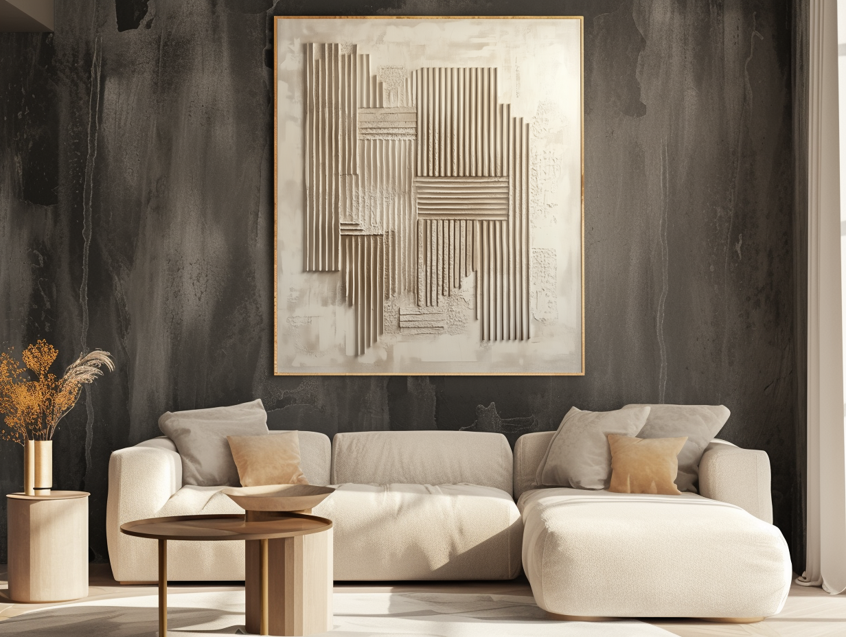 Linear Rhythm -Abstract Geometric Line Wall Art, Neutral Tones Modern Decor for Home
