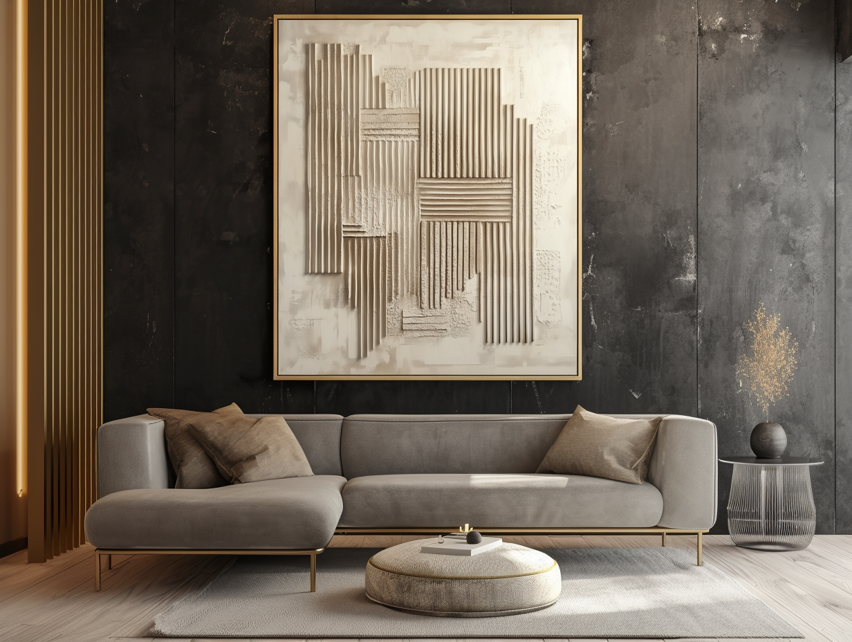 Linear Rhythm -Abstract Geometric Line Wall Art, Neutral Tones Modern Decor for Home