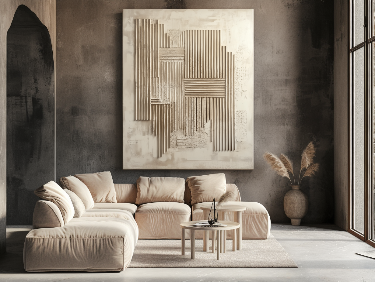 Linear Rhythm -Abstract Geometric Line Wall Art, Neutral Tones Modern Decor for Home