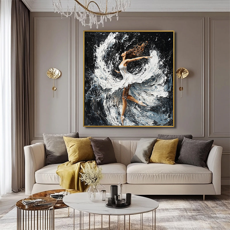 Grace in Motion: Ballet Triptych,3 - Panel Abstract Dancer & Water Splash Triptych Art