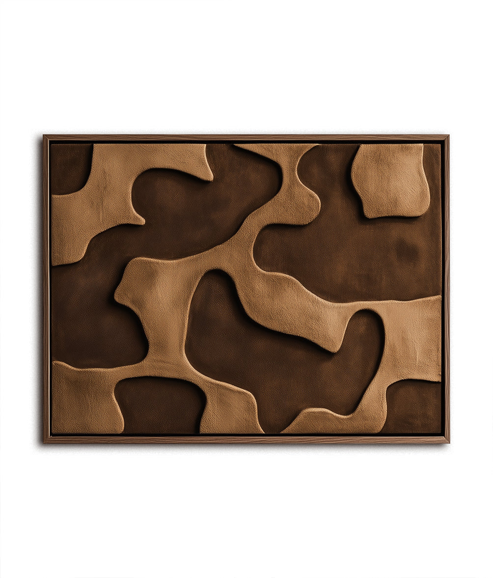 Flowing Contours -Modern Abstract Wall Art: Warm Brown Organic Shapes with Textured Design for Contemporary Home Decor