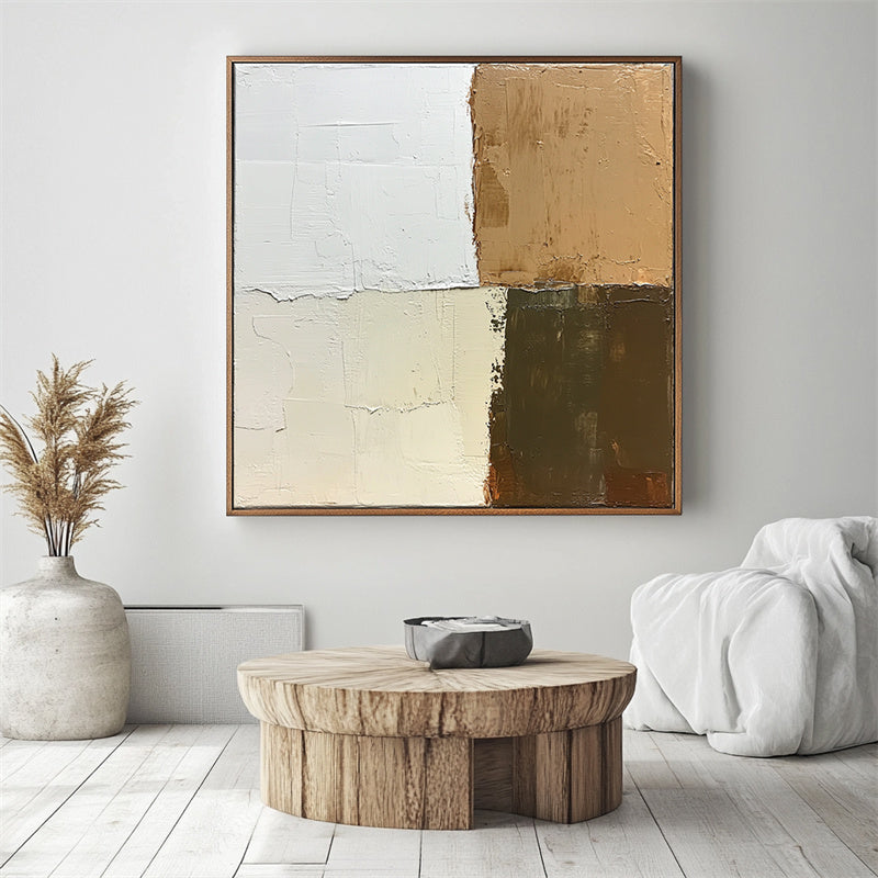 Earthy Balance-Handmade Wabi - Sabi Wall Art with Earthy Tones - 3D Textured Abstract Decorative Painting for Home Decor