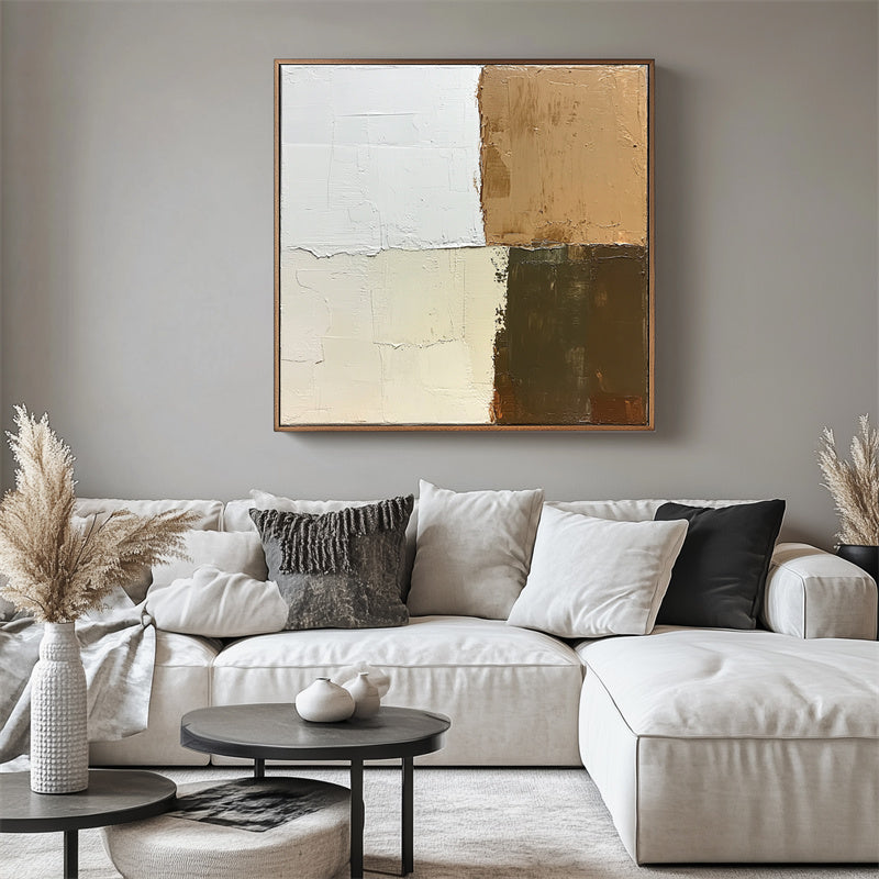 Earthy Balance-Handmade Wabi - Sabi Wall Art with Earthy Tones - 3D Textured Abstract Decorative Painting for Home Decor