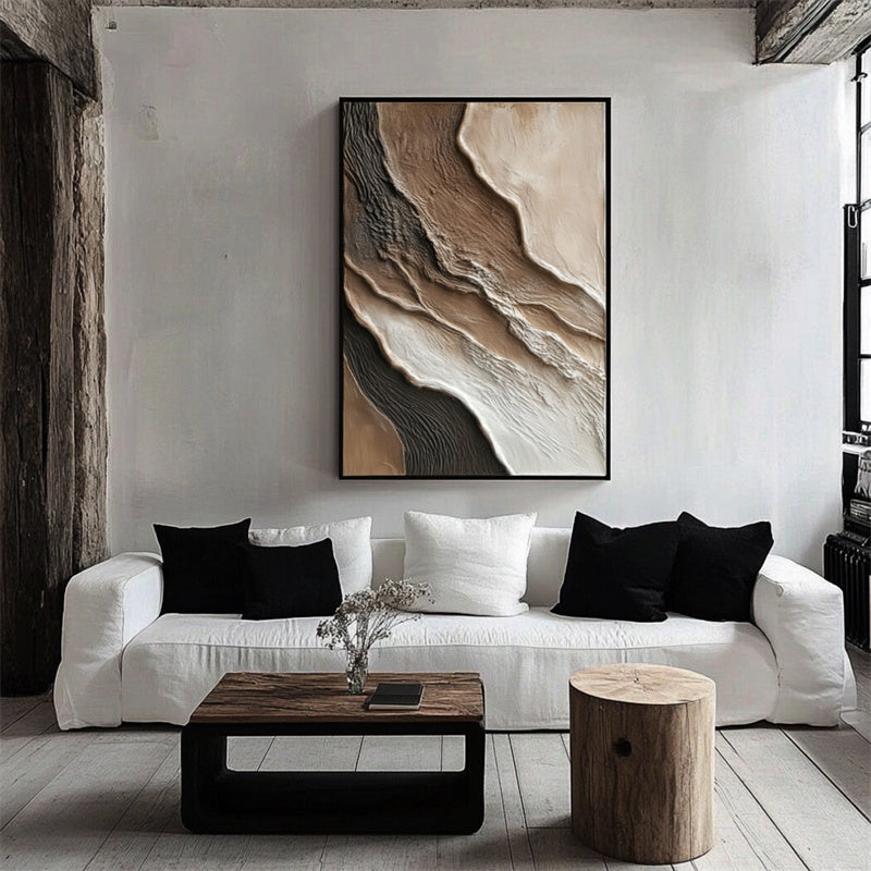 Earthly Currents-Wabi Sabi Textured Abstract Oil Painting for Modern Decor