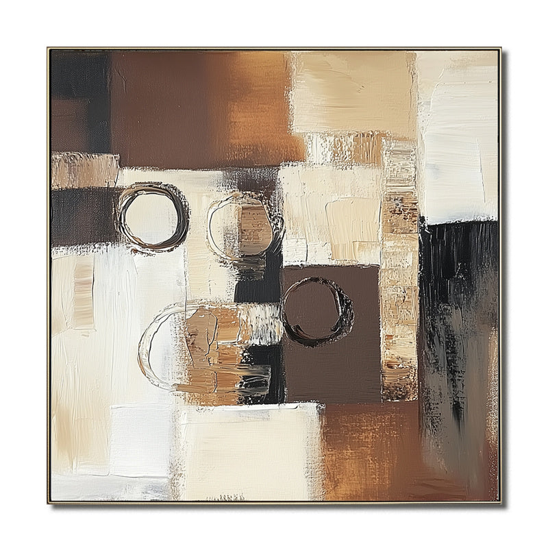 Textured Abstract Oil Painting with Brown, Black & Beige Tones - Modern Wall Art, Stylish Decor for Contemporary Interiors