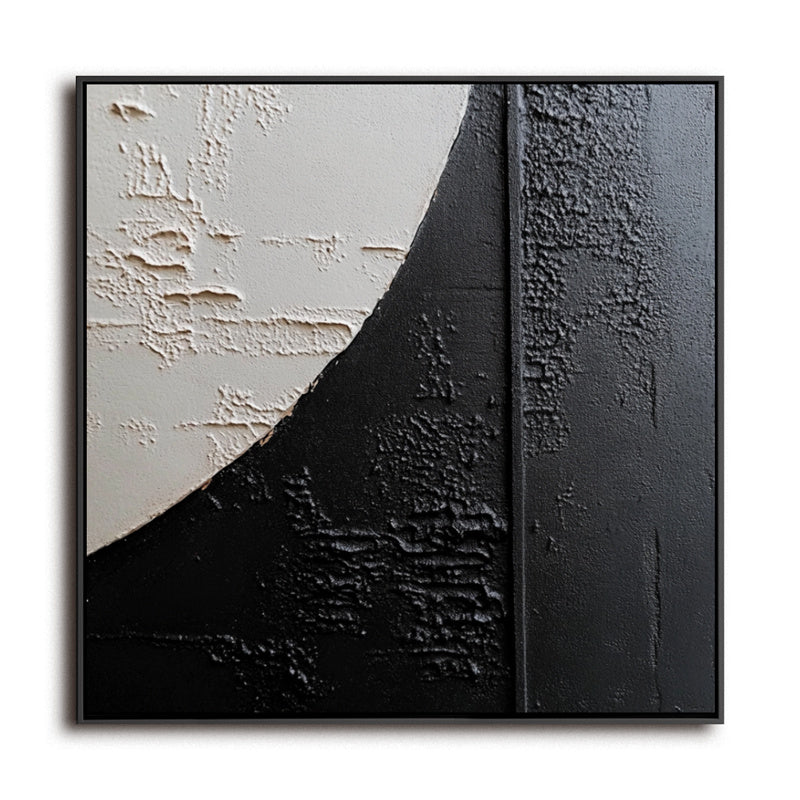 Textured Black & Beige Abstract Art - Minimalist Wall Decor, Modern Accent for Contemporary Interiors