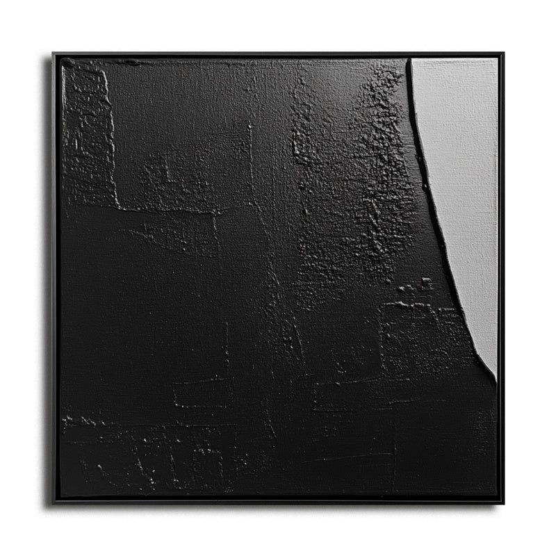Black Textured Abstract Art - Minimalist Wall Decor, Bold Piece for Modern & Edgy Living Spaces