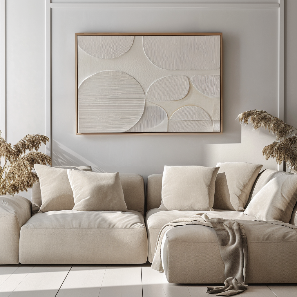 Ethereal Circles:Abstract Circular Painting for Home Decor - Handmade Wabi-Sabi Modern Art for Living Room