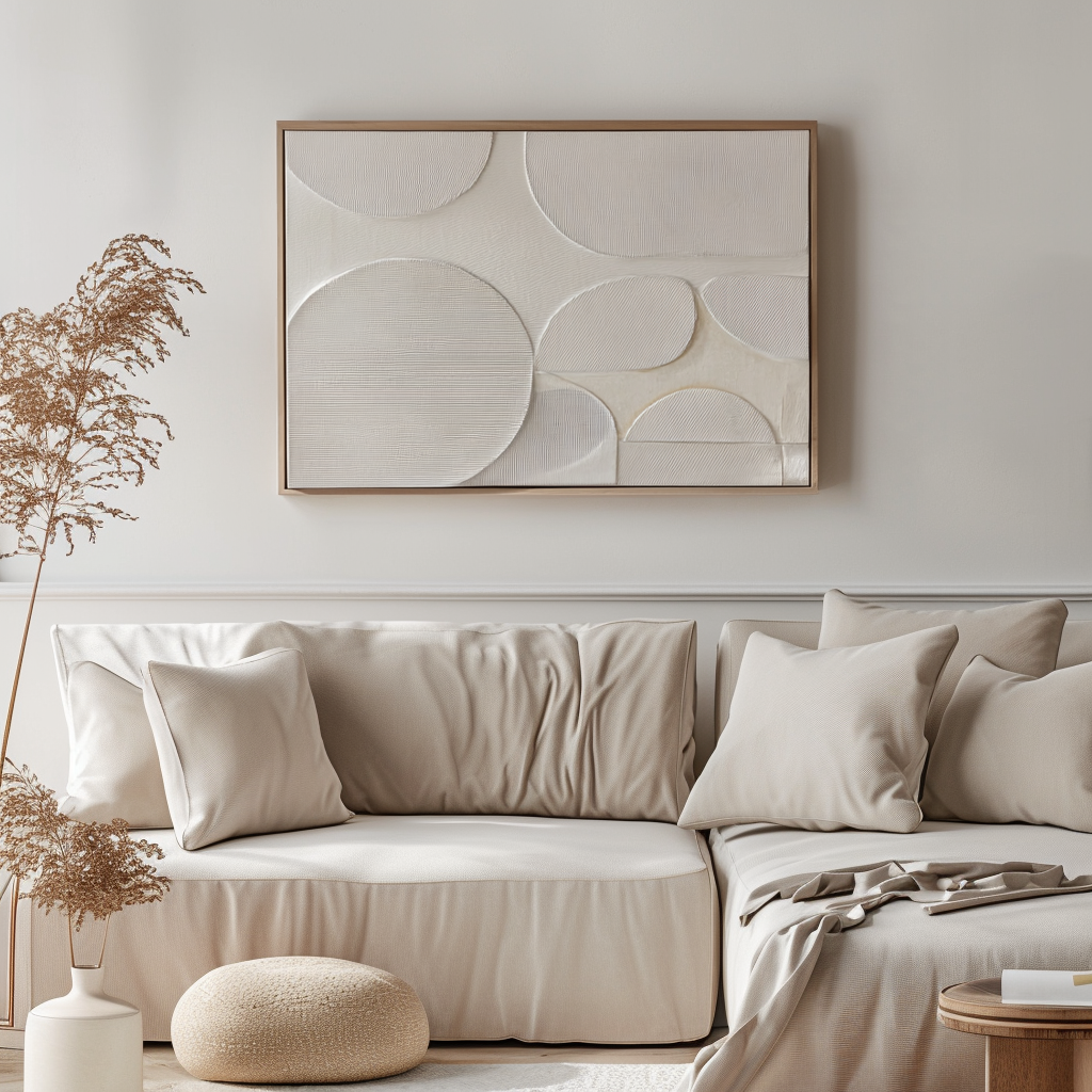 Ethereal Circles:Abstract Circular Painting for Home Decor - Handmade Wabi-Sabi Modern Art for Living Room