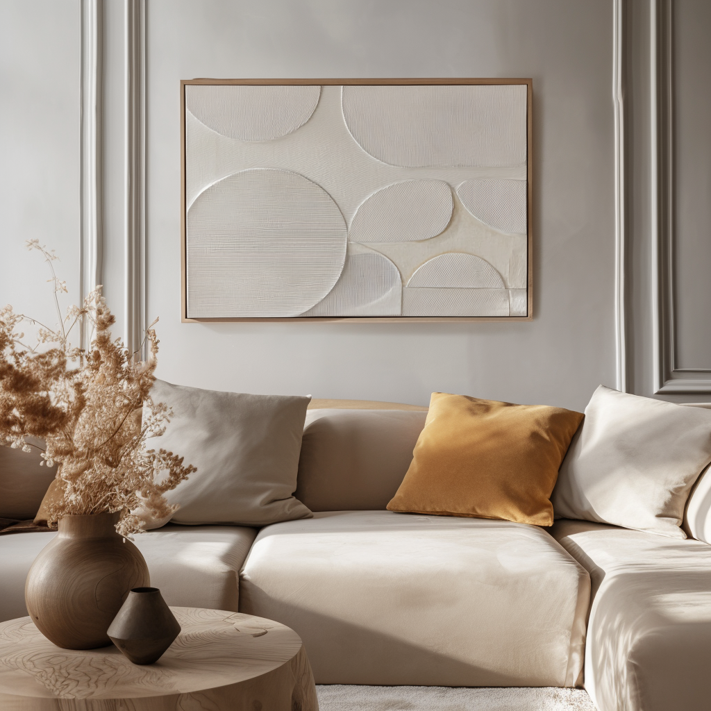 Ethereal Circles:Abstract Circular Painting for Home Decor - Handmade Wabi-Sabi Modern Art for Living Room