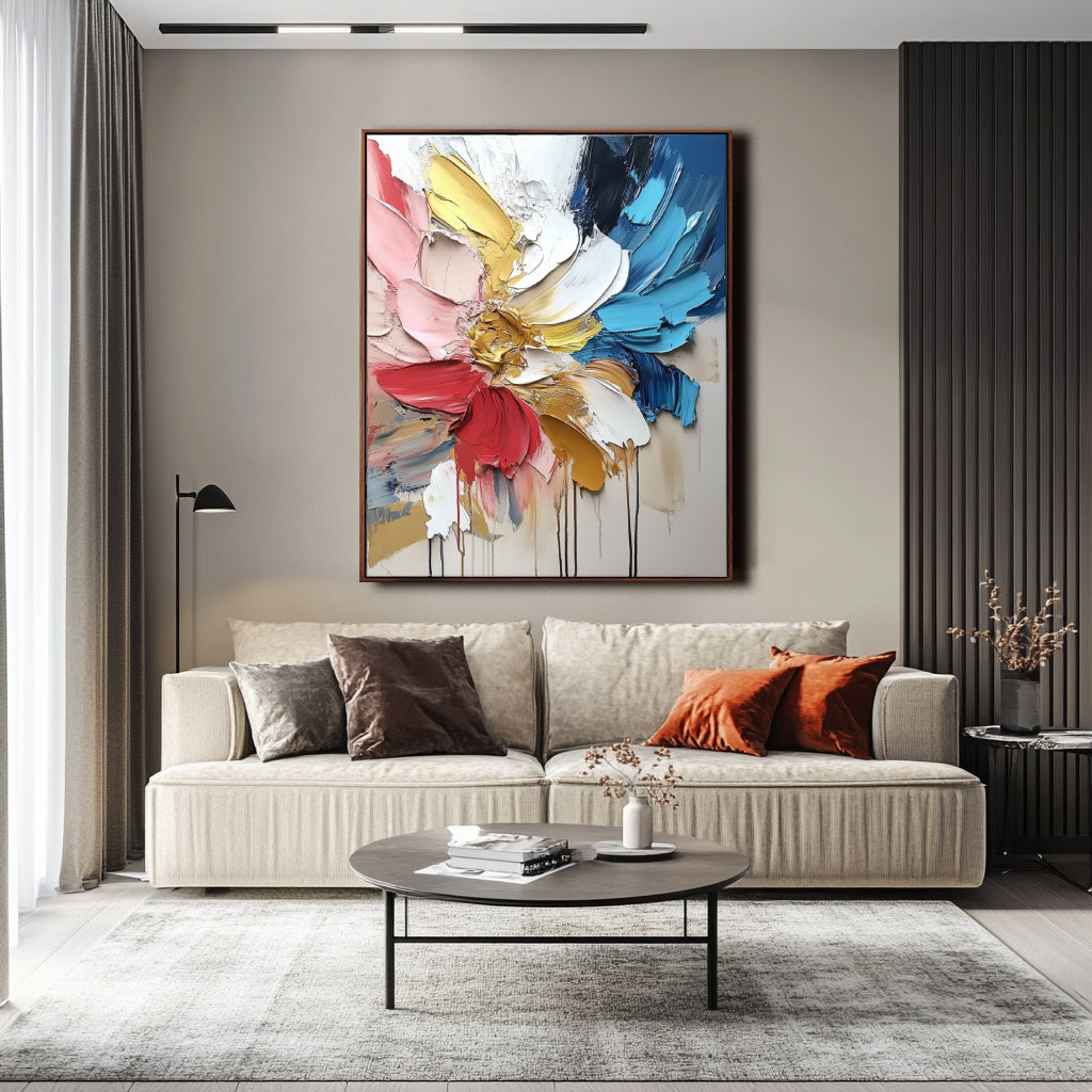 Radiant Blossom-Original Floral Oil Painting | Abstract Flower Canvas for Modern Decor