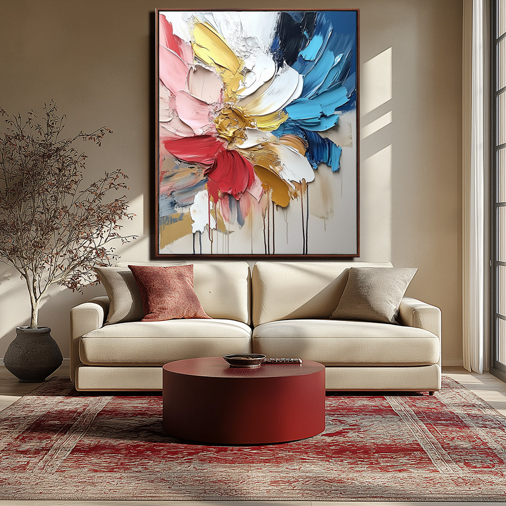 Radiant Blossom-Original Floral Oil Painting | Abstract Flower Canvas for Modern Decor