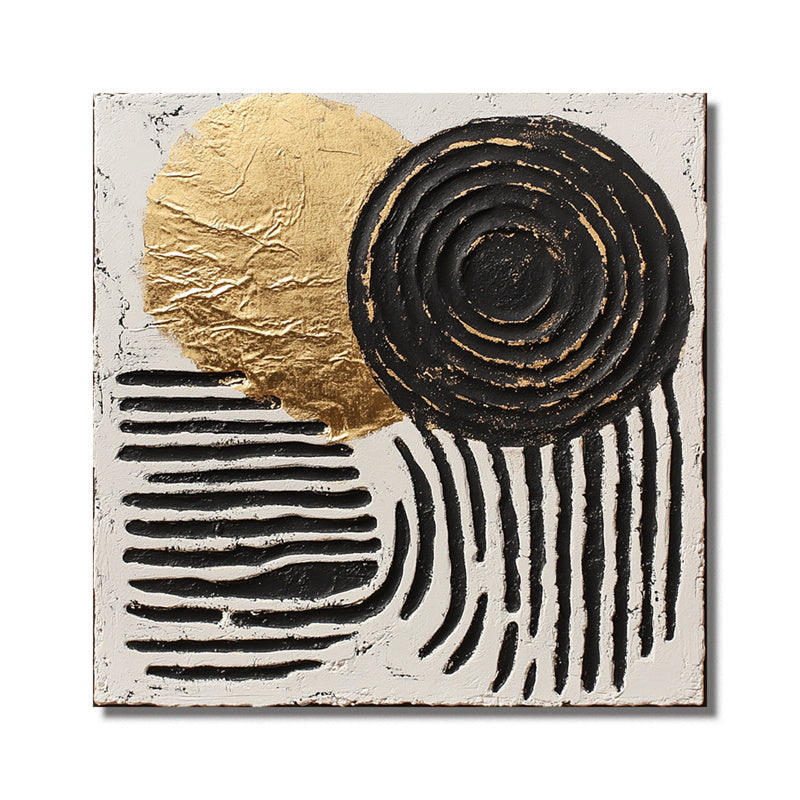 Golden Balance-Abstract Minimalist Painting | Textured Geometric Art for Modern Spaces